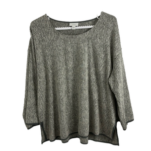 Pure Jill Boxy Linen-Blend Black and White Top Women's Size L